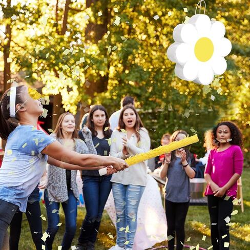 Aoriher Daisy Flower Pinata Set Include Bat Blindfold Confetti Tassel Flower Pinata Daisy Hippie Boho Pinata for Birthday Baby Shower Gender Reveal Wedding Floral Party Supplies (Daisy Flower) in Saudi Arabia