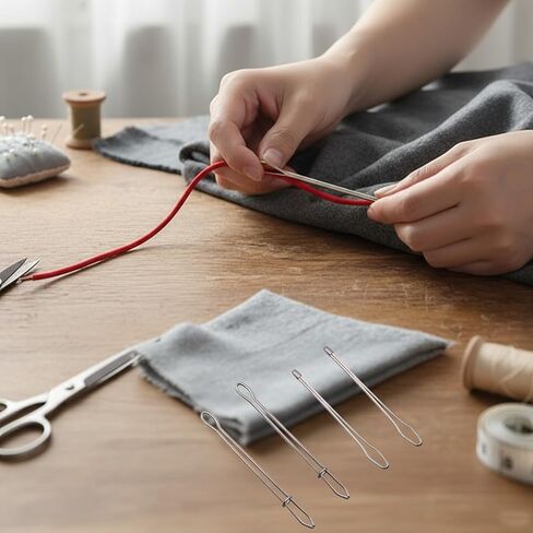 4Pcs Drawstring Threader, Adjustable Sewing Supplies Sewing Tools, Easy Rope Stringing Clips, Hoodie Pants Tools in Saudi Arabia