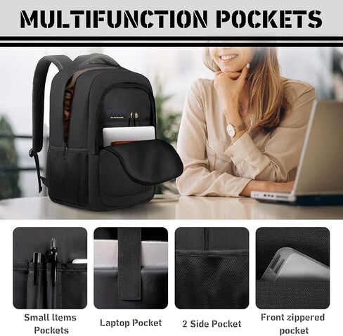 Travel Backpack for Men, 40L Business Laptop Backpack with 17.3 Inch Laptop Compartment, Lightweight Daypack for Flight, Durable Water Resistant Bookbag, Hiking, Work Backpack, Black in Saudi Arabia