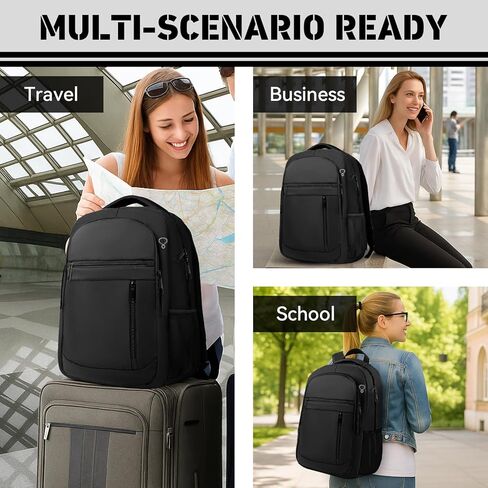 Travel Backpack for Men, 40L Business Laptop Backpack with 17.3 Inch Laptop Compartment, Lightweight Daypack for Flight, Durable Water Resistant Bookbag, Hiking, Work Backpack, Black in Saudi Arabia