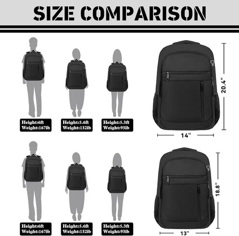 Travel Backpack for Men, 40L Business Laptop Backpack with 17.3 Inch Laptop Compartment, Lightweight Daypack for Flight, Durable Water Resistant Bookbag, Hiking, Work Backpack, Black in Saudi Arabia
