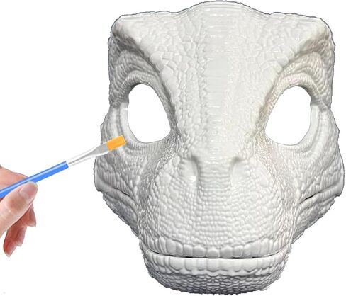 Hard Plastic Dinosaur Mask with Roaring Sounds, Dino Raptor Mask Moving Jaw, Moving Mouth Animal Head Masks for Halloween Christmas Party Carnival,Fursuit DIY White Masks in Saudi Arabia