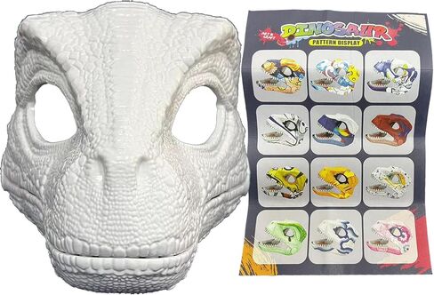 Hard Plastic Dinosaur Mask with Roaring Sounds, Dino Raptor Mask Moving Jaw, Moving Mouth Animal Head Masks for Halloween Christmas Party Carnival,Fursuit DIY White Masks in Saudi Arabia