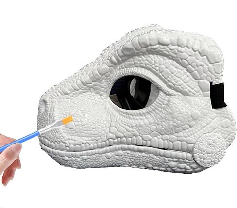 Hard Plastic Dinosaur Mask with Roaring Sounds, Dino Raptor Mask Moving Jaw, Moving Mouth Animal Head Masks for Halloween Christmas Party Carnival,Fursuit DIY White Masks in Saudi Arabia