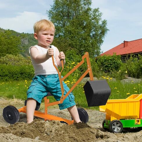 HONEY JOY Ride on Sand Digger، لعبة حفار رمل معدنية تجلس على رافعة مع مقعد ومقبض، لعبة ركوب حفار للأطفال الصغار في الفناء الخلفي، 4 عجلات للأطفال حفار كبير للأولاد والبنات in Saudi Arabia