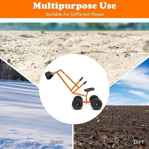 HONEY JOY Ride on Sand Digger، لعبة حفار رمل معدنية تجلس على رافعة مع مقعد ومقبض، لعبة ركوب حفار للأطفال الصغار في الفناء الخلفي، 4 عجلات للأطفال حفار كبير للأولاد والبنات in Saudi Arabia