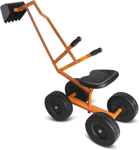 HONEY JOY Ride on Sand Digger، لعبة حفار رمل معدنية تجلس على رافعة مع مقعد ومقبض، لعبة ركوب حفار للأطفال الصغار في الفناء الخلفي، 4 عجلات للأطفال حفار كبير للأولاد والبنات in Saudi Arabia