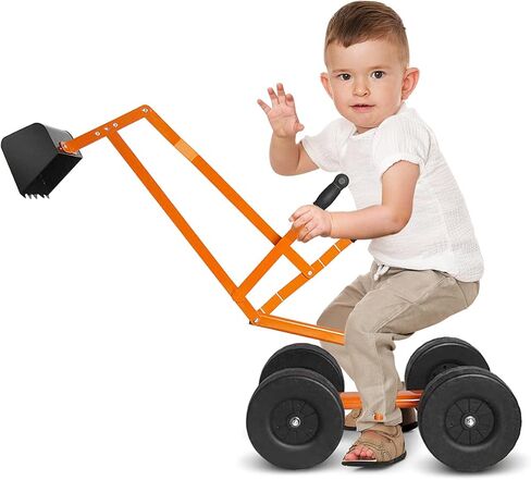 HONEY JOY Ride on Sand Digger، لعبة حفار رمل معدنية تجلس على رافعة مع مقعد ومقبض، لعبة ركوب حفار للأطفال الصغار في الفناء الخلفي، 4 عجلات للأطفال حفار كبير للأولاد والبنات in Saudi Arabia