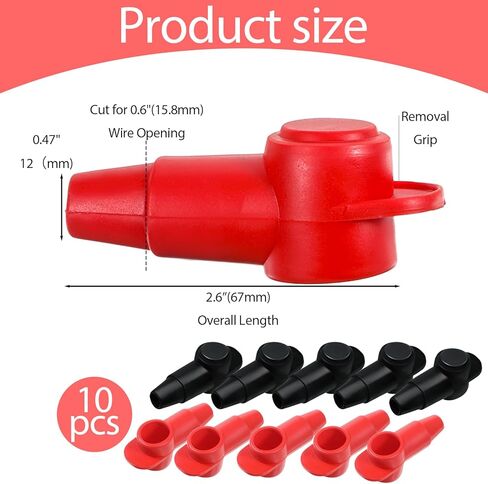 10 Pcs Battery Terminal Covers, Battery Terminal Protector, Silicone Batteries Cover Cap, Portable Stud Insulator Boot Covers for Car Truck Rv Solar Power Junction Block, Black & Red in Saudi Arabia