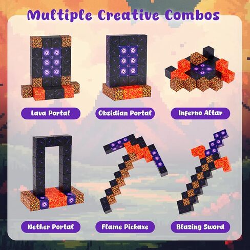 3 otters 32PCS Magnetic Building Blocks Portal Travel Set, STEM Magnet Cubes Construction Toys with Metal Box for Kids, Sensory Gifts for Toddler Boys & Girls Christmas Birthday in Saudi Arabia
