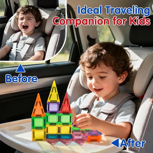 48PCS Mini Magnetic Tiles Travel Set 3+ Years | Kids Magnetic Building Blocks with Iron Box | STEM Educational Sensory Toys | Preschool & On-The-Go Games | Christmas Birthday Gift in Saudi Arabia