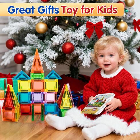48PCS Mini Magnetic Tiles Travel Set 3+ Years | Kids Magnetic Building Blocks with Iron Box | STEM Educational Sensory Toys | Preschool & On-The-Go Games | Christmas Birthday Gift in Saudi Arabia