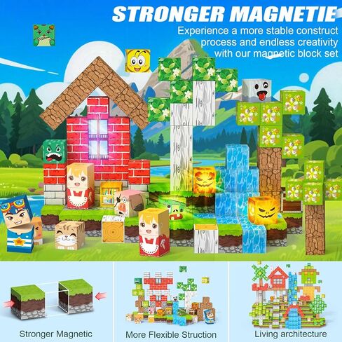 Magnetic Blocks 100 PCS with Light UP Magnetic Building Blocks, 3+ STEM Montessori Sensory Toys, Magnetic Cube for for 3 4 5 6 7 8 9 10 11 12 8-12 Years Old Boys & Girls Birthday Gifts in Saudi Arabia