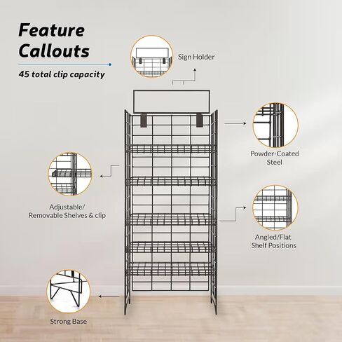 STEELAID Commercial Grade Metal 4-Tier Wire Display Rack for Snacks, Chips, Candy, Cookies, Packaged Foods, 18 x 13 x 59 Inches in Kuwait