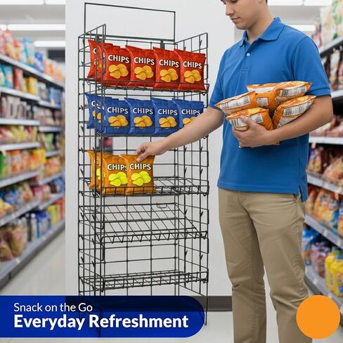 STEELAID Commercial Grade Metal 4-Tier Wire Display Rack for Snacks, Chips, Candy, Cookies, Packaged Foods, 18 x 13 x 59 Inches in Kuwait