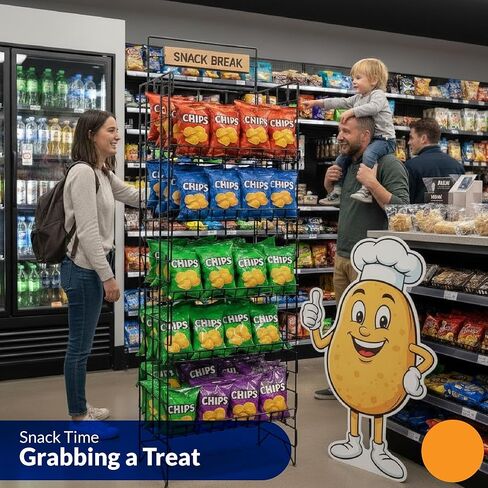 STEELAID Commercial Grade Metal 4-Tier Wire Display Rack for Snacks, Chips, Candy, Cookies, Packaged Foods, 18 x 13 x 59 Inches in Kuwait