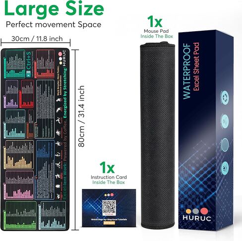 Excel Cheat Sheet Desk Pad – XL Excel Mouse Pad with Shortcut Keys & Formulas | 31.5"x11.8" Waterproof Non-Slip Desk Mat, HD Print, Stitched Edges for Work & Gaming in Saudi Arabia