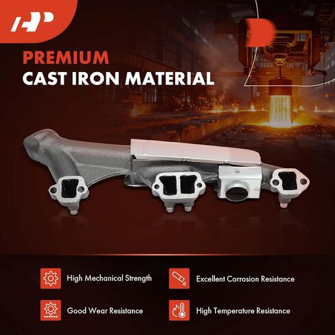 A-Premium Right Side Exhaust Manifold Kit W/Gaskets, Nuts & Washers [5.9L] Compatible with Jeep SJ Series Grand Wagoneer 1987-1991, J10 1987-1988, J20 1987-1988 in Saudi Arabia