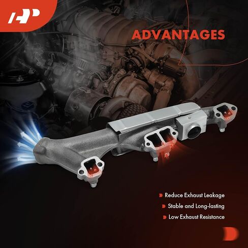 A-Premium Right Side Exhaust Manifold Kit W/Gaskets, Nuts & Washers [5.9L] Compatible with Jeep SJ Series Grand Wagoneer 1987-1991, J10 1987-1988, J20 1987-1988 in Saudi Arabia
