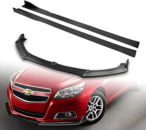 Q1-TECH, 9-Piece Front Bumper Lip Kit & Side Skirt Extensions Diffuser Set Compatible with Chevrolet Malibu 2013-2018, Front Bumper Lip Spoiler Air Chin Body Splitter ABS (Matt Black) in Saudi Arabia
