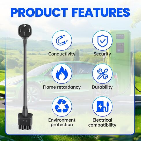 car&smo Tesla محول شاحن NEMA 5-15 Plug، 120V 12A AC موصل شحن متوافق مع Tesla Gen 2 & Gen 3 موصل الهاتف المحمول، IP55 مقاوم للماء ETL معتمد في الهواء الطلق محول الطاقة in Kuwait