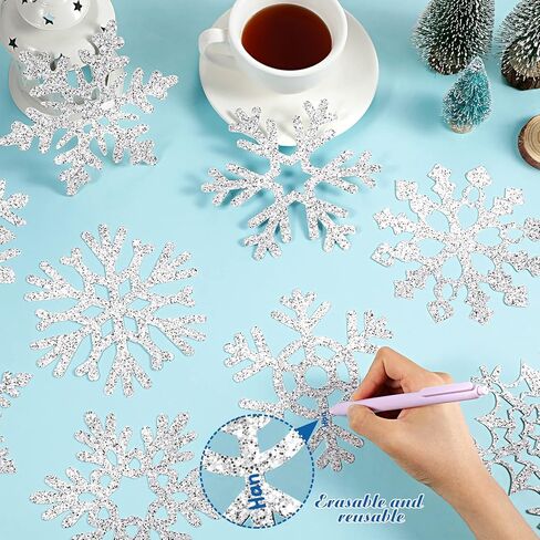 90 Pcs Snowflake Cutouts Decorations, Christmas Winter Paper Snowflake Cutouts with Glue Stickers for Bulletin Board Christmas Party Office Class Home Decor Accessories in Saudi Arabia