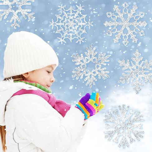 90 Pcs Snowflake Cutouts Decorations, Christmas Winter Paper Snowflake Cutouts with Glue Stickers for Bulletin Board Christmas Party Office Class Home Decor Accessories in Saudi Arabia