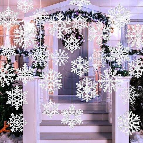 90 Pcs Snowflake Cutouts Decorations, Christmas Winter Paper Snowflake Cutouts with Glue Stickers for Bulletin Board Christmas Party Office Class Home Decor Accessories in Saudi Arabia