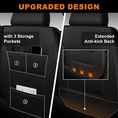 Seat Covers Fit for Ford F150 : 2009-2024 2025 2026 - F250/F350/F450 2017-2025 2026 Truck Full Set Car Seat Covers Pick-up Faux Leather Seat Cover(Black & Grey, 5 Seats) in Saudi Arabia