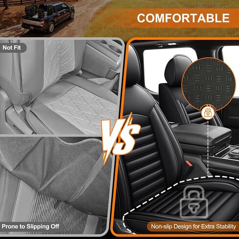 Seat Covers Fit for Ford F150 : 2009-2024 2025 2026 - F250/F350/F450 2017-2025 2026 Truck Full Set Car Seat Covers Pick-up Faux Leather Seat Cover(Black & Grey, 5 Seats) in Saudi Arabia