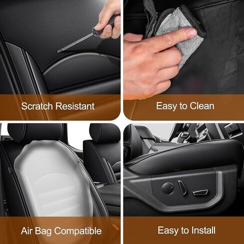 Seat Covers Fit for Ford F150 : 2009-2024 2025 2026 - F250/F350/F450 2017-2025 2026 Truck Full Set Car Seat Covers Pick-up Faux Leather Seat Cover(Black & Grey, 5 Seats) in Saudi Arabia