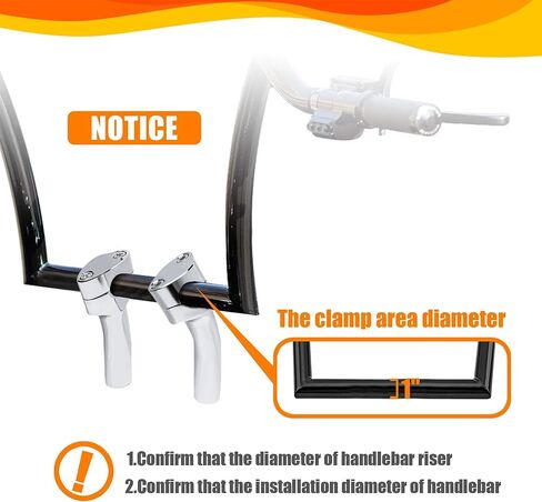 1 inch Handlebar Riser Clamp Round, 4 inch Height Increase Motorcycle Pullback Handlebar Universal Accessories Compatible with Harley Dyna Softail Honda Kawasaki Vulcan Yamaha (Chrome) in Saudi Arabia