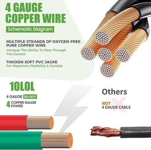 10L0L Golf Cart Battery Cables – 14" Long 4 Gauge Cables for 36V Yamaha Electric and Club Car DS Golf Carts 36V 48V in Saudi Arabia