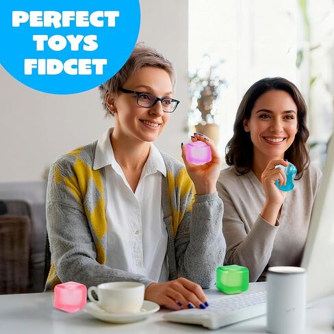 JOYIN 4 عبوات من مكعبات الضغط، 2 بوصة لعبة تململ مكعب عالية الكثافة، تخفيف التوتر مع ألعاب إسفنجية حسية بطيئة الارتفاع للأطفال البالغين، هدايا عيد الميلاد، هدايا الحفلات، جوائز الفصول الدراسية للأولاد والبنات in Saudi Arabia