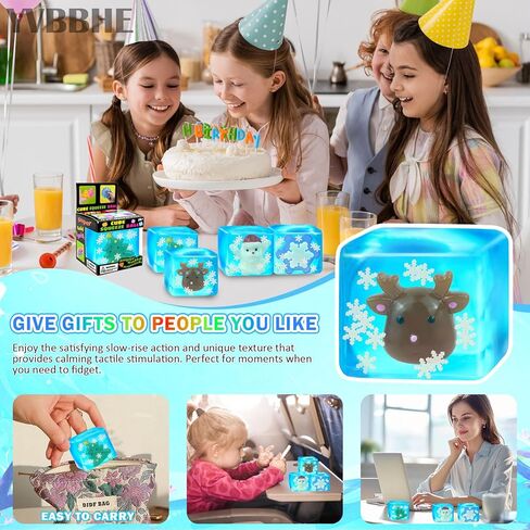 Blue Squeeze Cube with Luminous Devil Fish Inside，Squishy Stress Fidget Gummy Toys ，Glow in The Dark Animal Maltose Sensory Toys for Kids Autism , Stress Balls for Anxiety Stress Relief in Kuwait