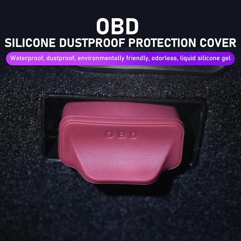 2Pcs OBD Port Lid, Vehicle OBD Port Waterproof and Dustproof Silicone Protector Cover, Automotive Interior Socket Cover Accessories, Universal Fit (Red) in Saudi Arabia