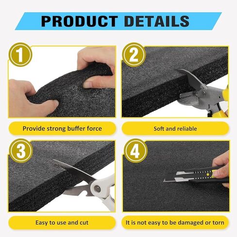 Black Customizable Polyethylene Foam Sheets, 2PACK 12 x 16 x 1INCH Thick Padding for Cases, Tool Foam for Packaging and Crafts in Saudi Arabia