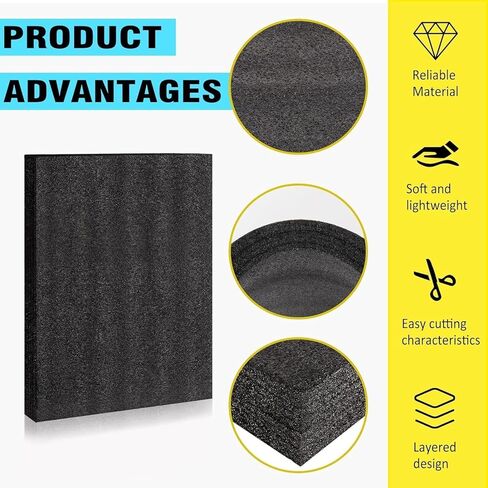 Black Customizable Polyethylene Foam Sheets, 2PACK 12 x 16 x 1INCH Thick Padding for Cases, Tool Foam for Packaging and Crafts in Saudi Arabia