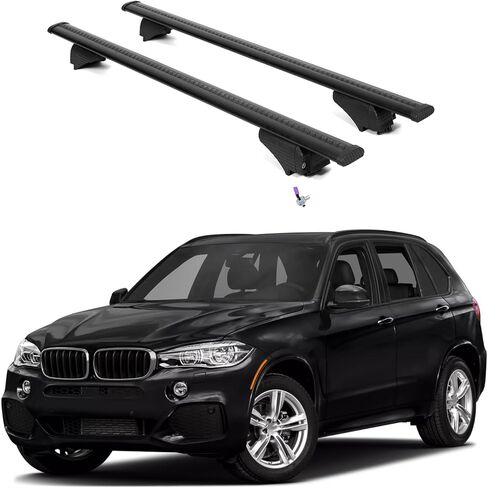 ERKUL Roof Rack Cross Bars for BMW X5 E70 2007-2013 | Aluminum Crossbars with Anti Theft Lock for Rooftop | Compatible with Flush Rails - Silver in Saudi Arabia