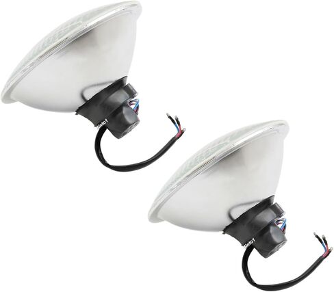 2 Pack 7 inch Halogen H4 Headlight 12V 60/55W Clear Glass Round Lens Housing Low High Beam Retro Vintage 7" Conversion Classic Look Pair Kit in Saudi Arabia