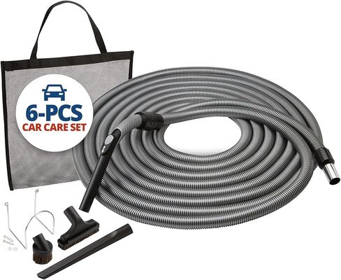 Central Vac System Bare Floor Attachment Set for Cleaning Hardwood Floors Furniture & Draperies - Includes 30FT Crushproof Hose, Dusting Brush, Upholstery & Crevice Tool, Wand, Mesh Storage Bag & More in Saudi Arabia