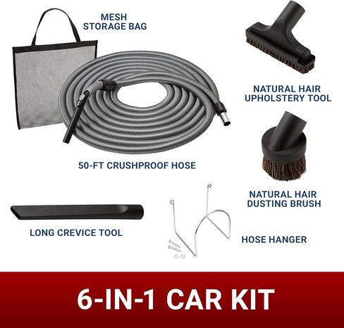 Central Vac System Bare Floor Attachment Set for Cleaning Hardwood Floors Furniture & Draperies - Includes 30FT Crushproof Hose, Dusting Brush, Upholstery & Crevice Tool, Wand, Mesh Storage Bag & More in Saudi Arabia