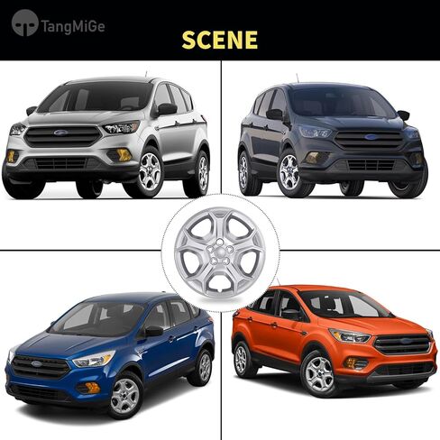 أغطية العجلات TangMiGe المكونة من 4 قطع متوافقة مع Ford Escape 2013-2025، أغطية العجلات 17 بوصة 17 بوصة، GJ5Z1130A (لون فضي) in Saudi Arabia
