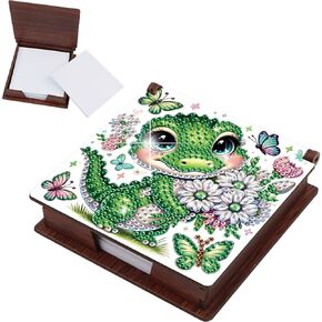 FRANDEK Dog Family DIY Diamond Art Wooden Notecard Box Kit with 160 Sheets, Memo Pad Holder Organizer, Creative Gift for Adults Beginners, Home Office Desk Decor in Saudi Arabia