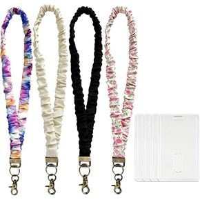 Scrunchie Lanyard with ID Badge Holder, Stretchy Lanyards for Teachers, Nurse & Office Staff, 15 Inches Neck ID Lanyard, 4-Pack Set in Saudi Arabia