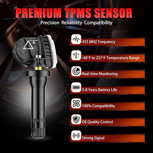 مستشعر TPMS مبرمج مسبقًا بتردد 433 ميجا هرتز متوافق مع جي إم سي أكاديا (2016-2022) | جي إم سي سييرا1500/2500HD/3500HD(2019-2020) | بويك إنكليف (2018-2022) (4 قطع) in Kuwait