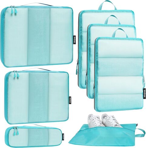 Bagail Ultralight Packing Cubes 7 Set, 3 Compression Packing Cubes 3 Packing Organizers With 1 Shoe Bag in Kuwait