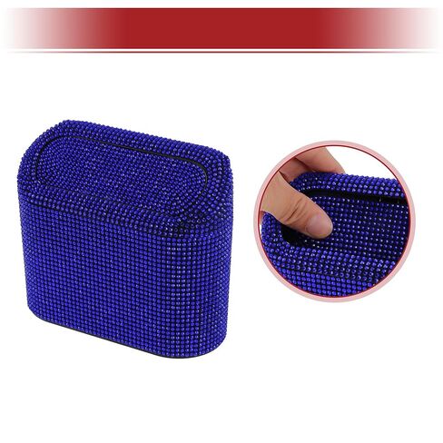 ACROPIX Car Trash Can Trash Bin Rhinestones Hanging 6.3" Length 2.8" Width 5.5" Height Blue Black Rhinestone ABS in Saudi Arabia