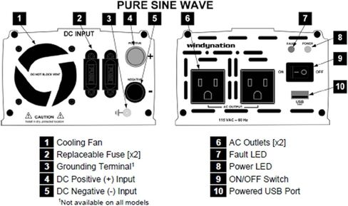 VertaMax Pure SINE Wave 3000 Watt (6000W Surge) 12V Power Inverter DC to AC Power (1/0 Cables + Remote Control Switch + ANL Fuse) - Solar, RV in Saudi Arabia