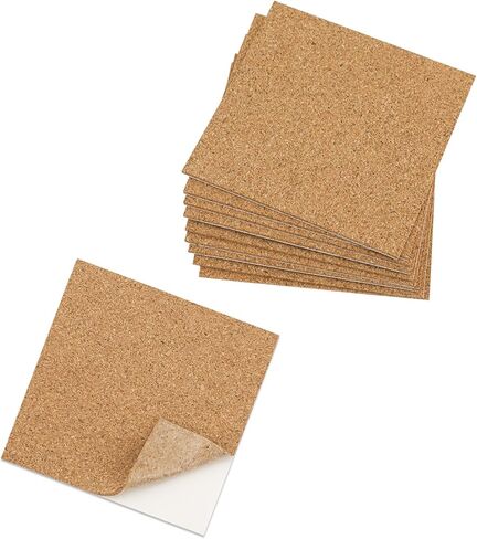 10 PCS Self-Admive Cork Sheets 11.81 × 11.81 بوصة ، 1 مم (0.04 بوصة) ، نسيج الفلين للوقود ، زينة الجدران ، الحرف اليدوية ، حفل زفاف ، بطانة درج ، دعم لاصق in Kuwait
